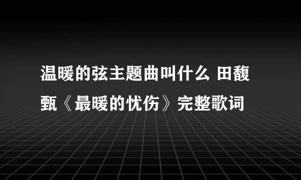 温暖的弦主题曲叫什么 田馥甄《最暖的忧伤》完整歌词