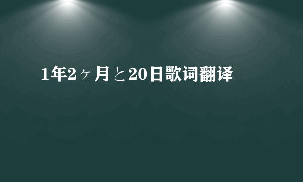 1年2ヶ月と20日歌词翻译