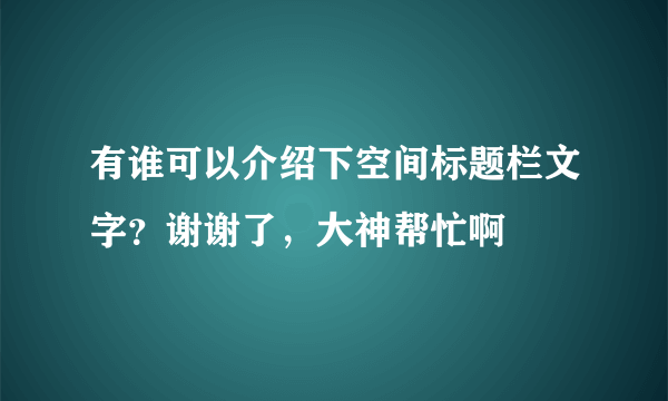 有谁可以介绍下空间标题栏文字？谢谢了，大神帮忙啊