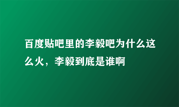 百度贴吧里的李毅吧为什么这么火，李毅到底是谁啊