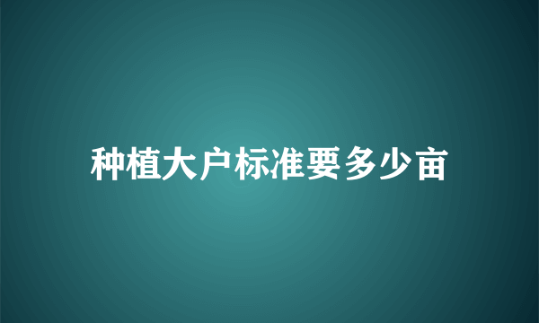 种植大户标准要多少亩