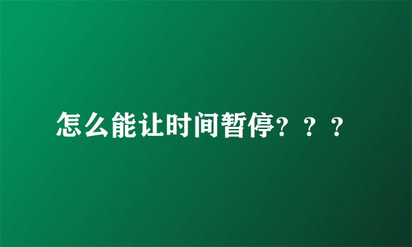 怎么能让时间暂停？？？