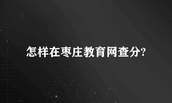 怎样在枣庄教育网查分?