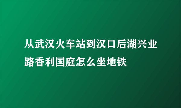 从武汉火车站到汉口后湖兴业路香利国庭怎么坐地铁