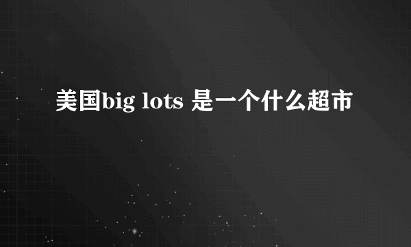 美国big lots 是一个什么超市