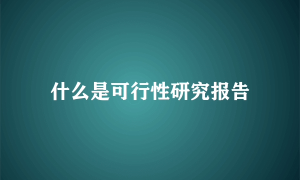 什么是可行性研究报告