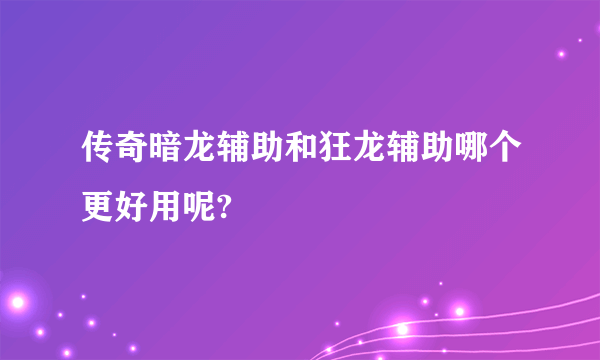 传奇暗龙辅助和狂龙辅助哪个更好用呢?