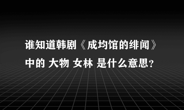 谁知道韩剧《成均馆的绯闻》中的 大物 女林 是什么意思？