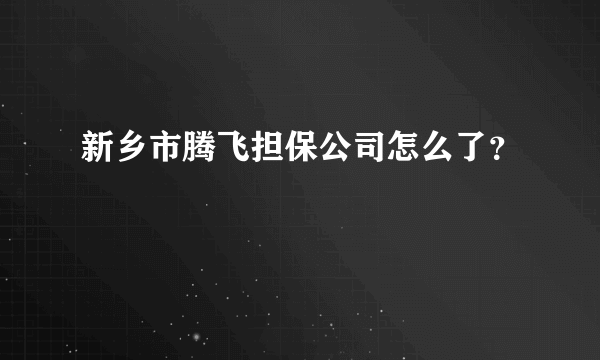 新乡市腾飞担保公司怎么了？