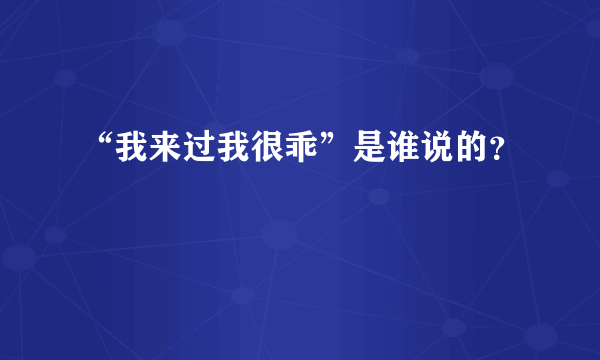 “我来过我很乖”是谁说的？