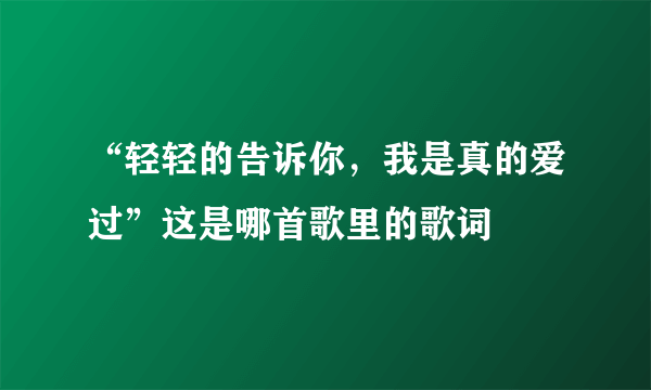 “轻轻的告诉你，我是真的爱过”这是哪首歌里的歌词