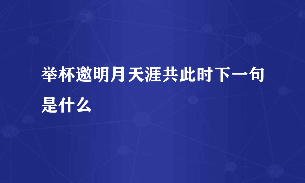 举杯邀明月天涯共此时下一句是什么