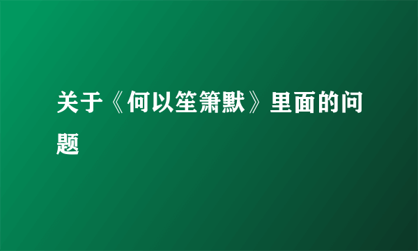 关于《何以笙箫默》里面的问题