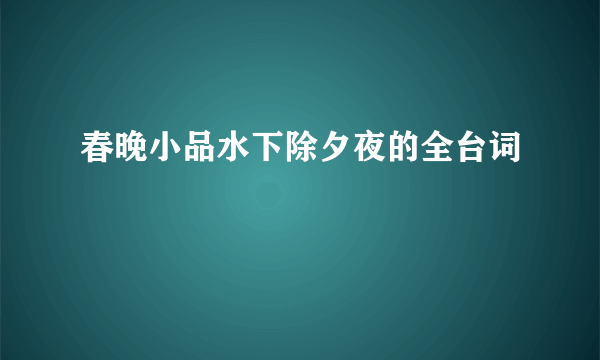 春晚小品水下除夕夜的全台词