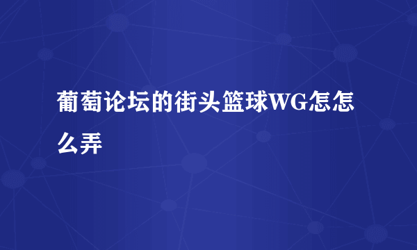 葡萄论坛的街头篮球WG怎怎么弄