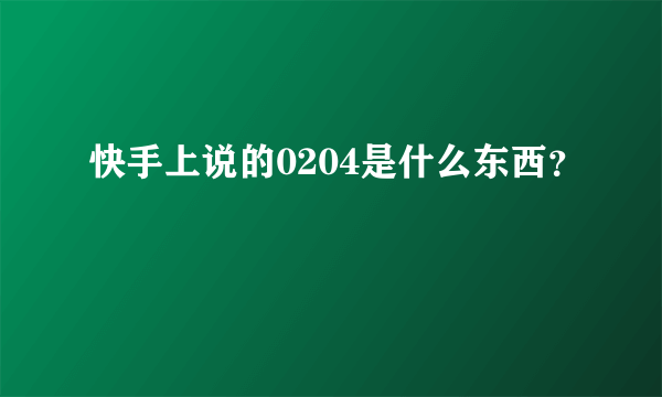 快手上说的0204是什么东西？