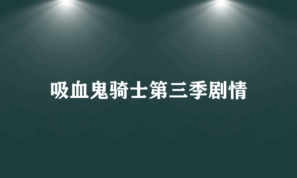 吸血鬼骑士第三季剧情