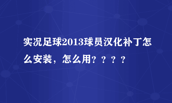 实况足球2013球员汉化补丁怎么安装，怎么用？？？？