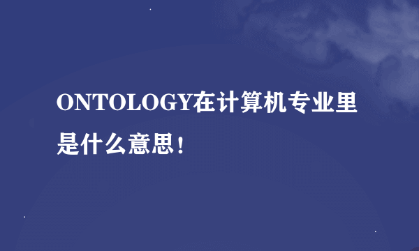 ONTOLOGY在计算机专业里是什么意思！