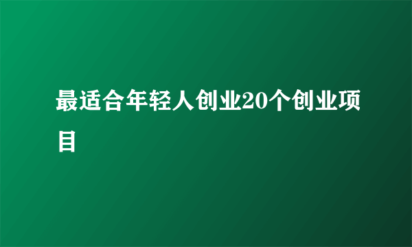 最适合年轻人创业20个创业项目