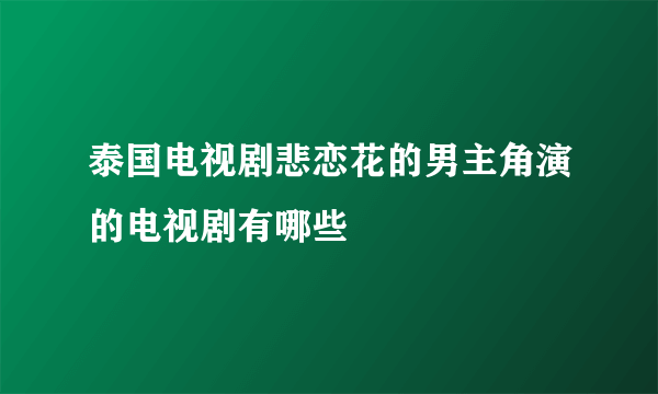 泰国电视剧悲恋花的男主角演的电视剧有哪些