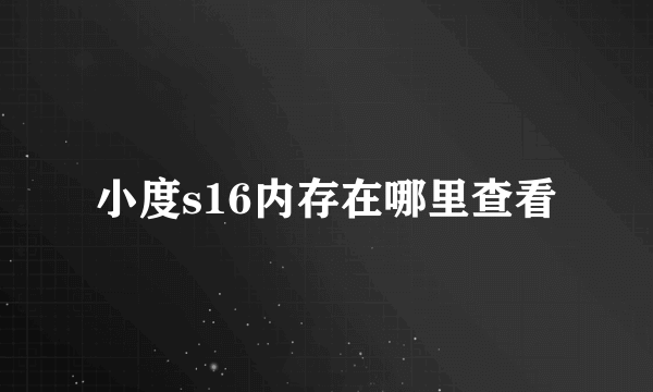 小度s16内存在哪里查看