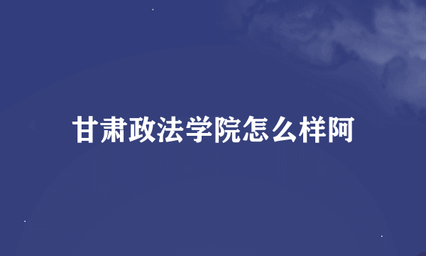 甘肃政法学院怎么样阿