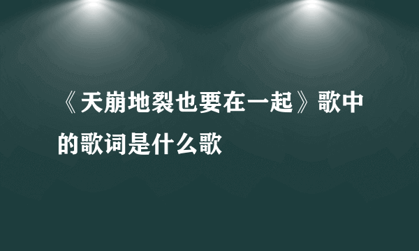 《天崩地裂也要在一起》歌中的歌词是什么歌