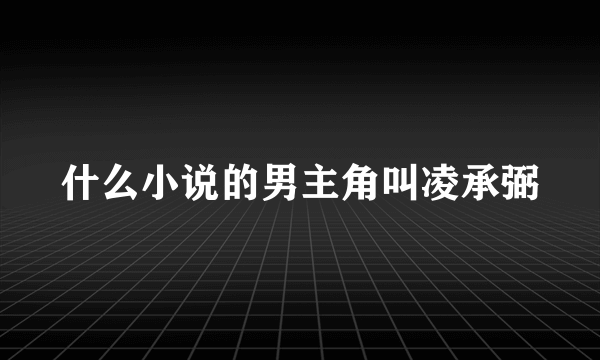 什么小说的男主角叫凌承弼