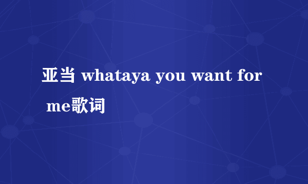 亚当 whataya you want for me歌词