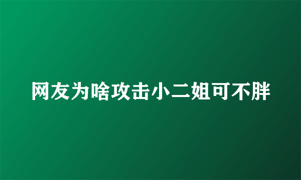 网友为啥攻击小二姐可不胖