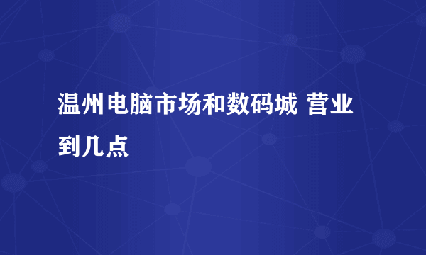 温州电脑市场和数码城 营业到几点