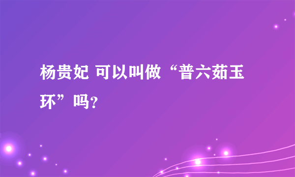 杨贵妃 可以叫做“普六茹玉环”吗？