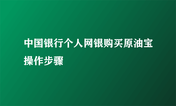 中国银行个人网银购买原油宝操作步骤