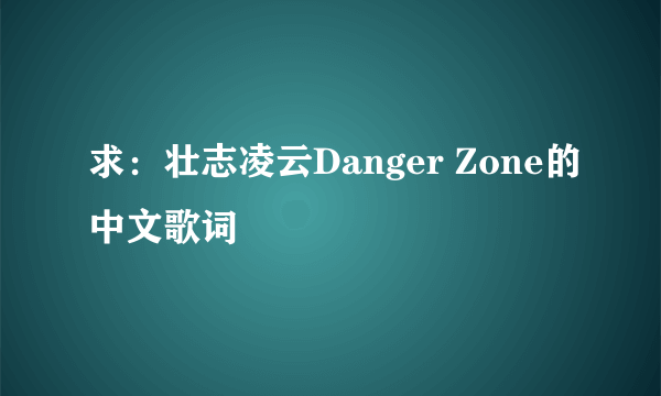 求：壮志凌云Danger Zone的中文歌词