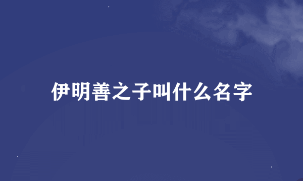 伊明善之子叫什么名字