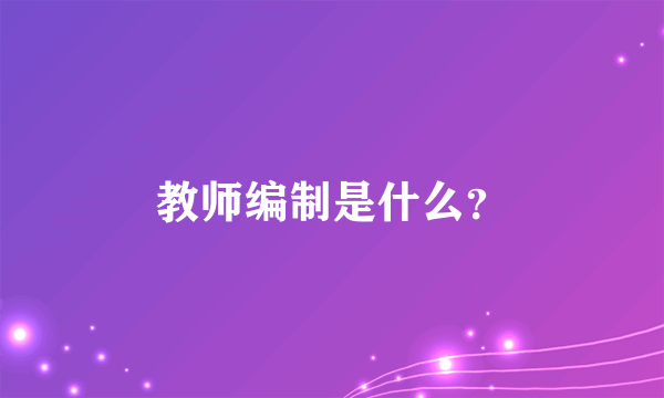 教师编制是什么？