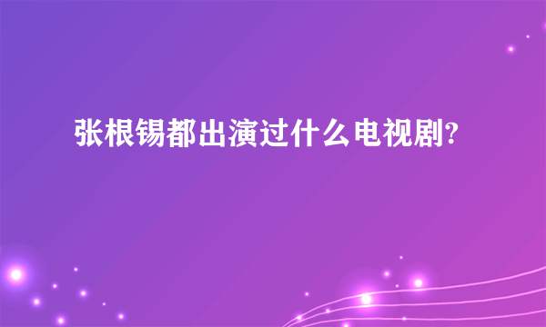 张根锡都出演过什么电视剧?