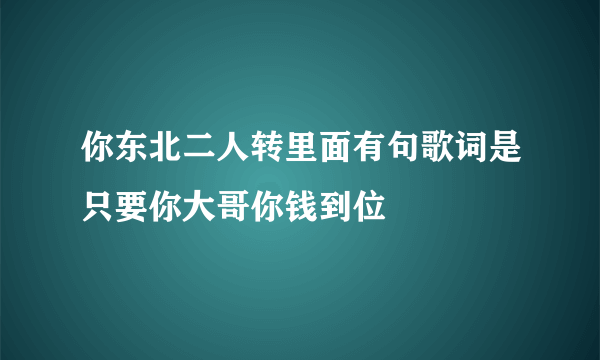 你东北二人转里面有句歌词是只要你大哥你钱到位