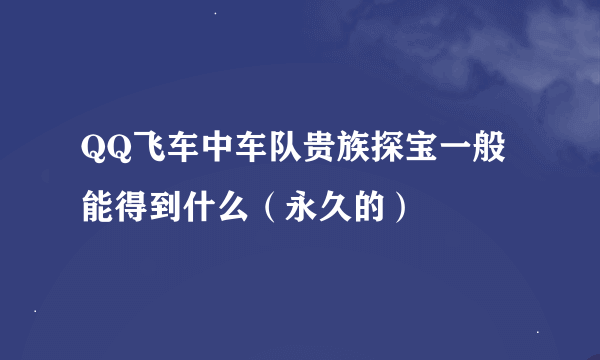 QQ飞车中车队贵族探宝一般能得到什么（永久的）