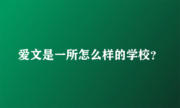 爱文是一所怎么样的学校？