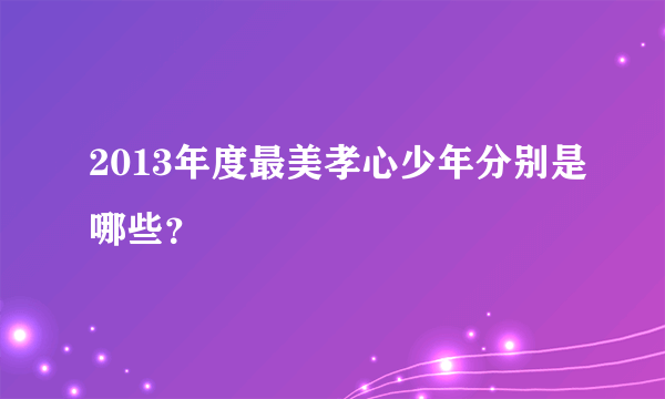 2013年度最美孝心少年分别是哪些？