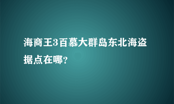 海商王3百慕大群岛东北海盗据点在哪？