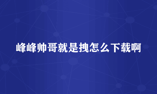 峰峰帅哥就是拽怎么下载啊