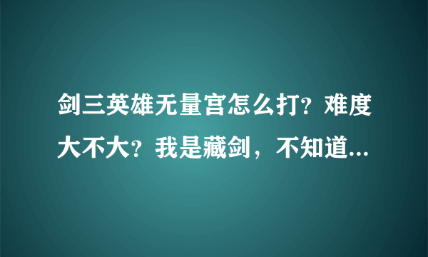 剑三英雄无量宫怎么打？难度大不大？我是藏剑，不知道能不能单刷。PS：我是想刷鸡小蒙的