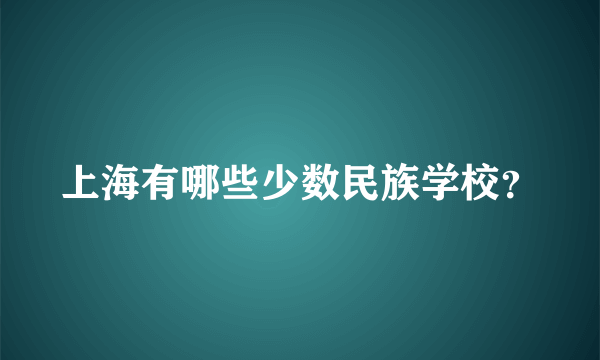 上海有哪些少数民族学校？