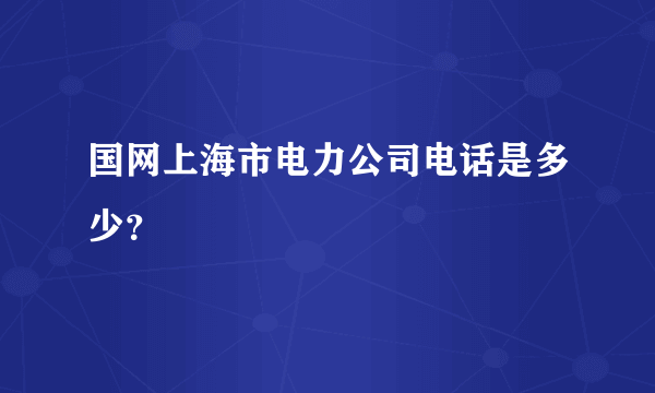 国网上海市电力公司电话是多少？