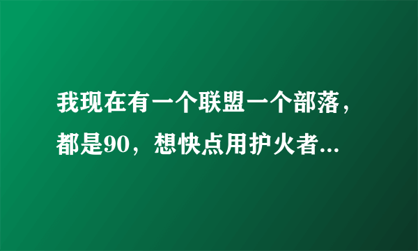 我现在有一个联盟一个部落，都是90，想快点用护火者之誓刷出坐骑来，请问该怎么办？