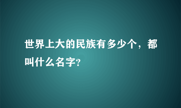 世界上大的民族有多少个，都叫什么名字？