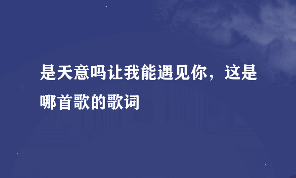 是天意吗让我能遇见你，这是哪首歌的歌词